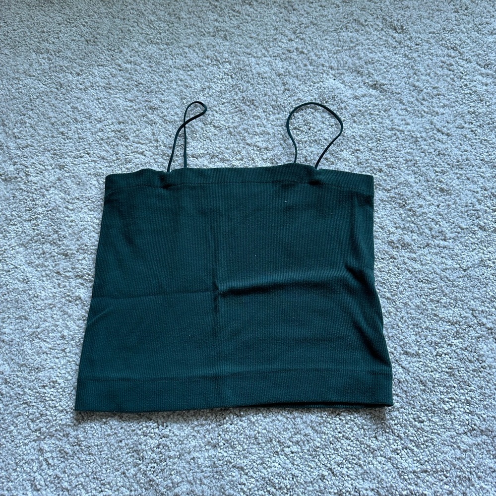 Green spaghetti strap tank